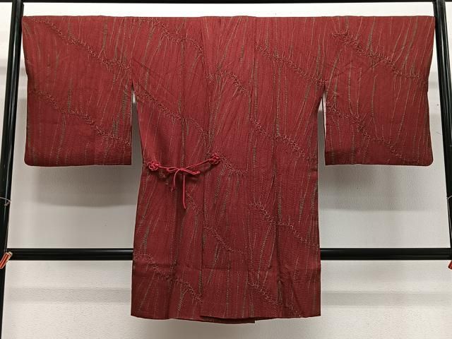 平和屋着物∞名門　藤娘きぬたや・総絞り　道中着　杢目文様　ロング丈　正絹　逸品　CABG3891ua