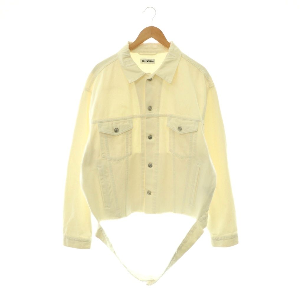 バレンシアガ BALENCIAGA 556728 19SS カットウエストバンド デニムジャケット ジージャン Gジャン オーバーサイズ 36 ホワイト /ES ■OS ■SH