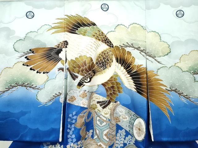 平和屋着物[]お宮参り 祝着 産着 初着 男の子 のしめ 鷹 刺繍