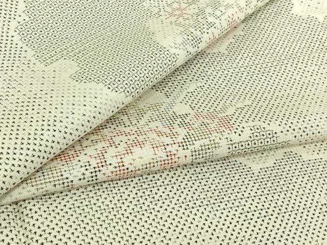 平和屋着物▽本場大島紬　単衣　白大島　120亀甲　雪輪花文　正絹　逸品　AABI9599jh