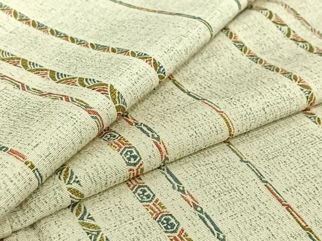平和屋着物▽お召　単衣　縞　正絹　逸品　AABI9601jh