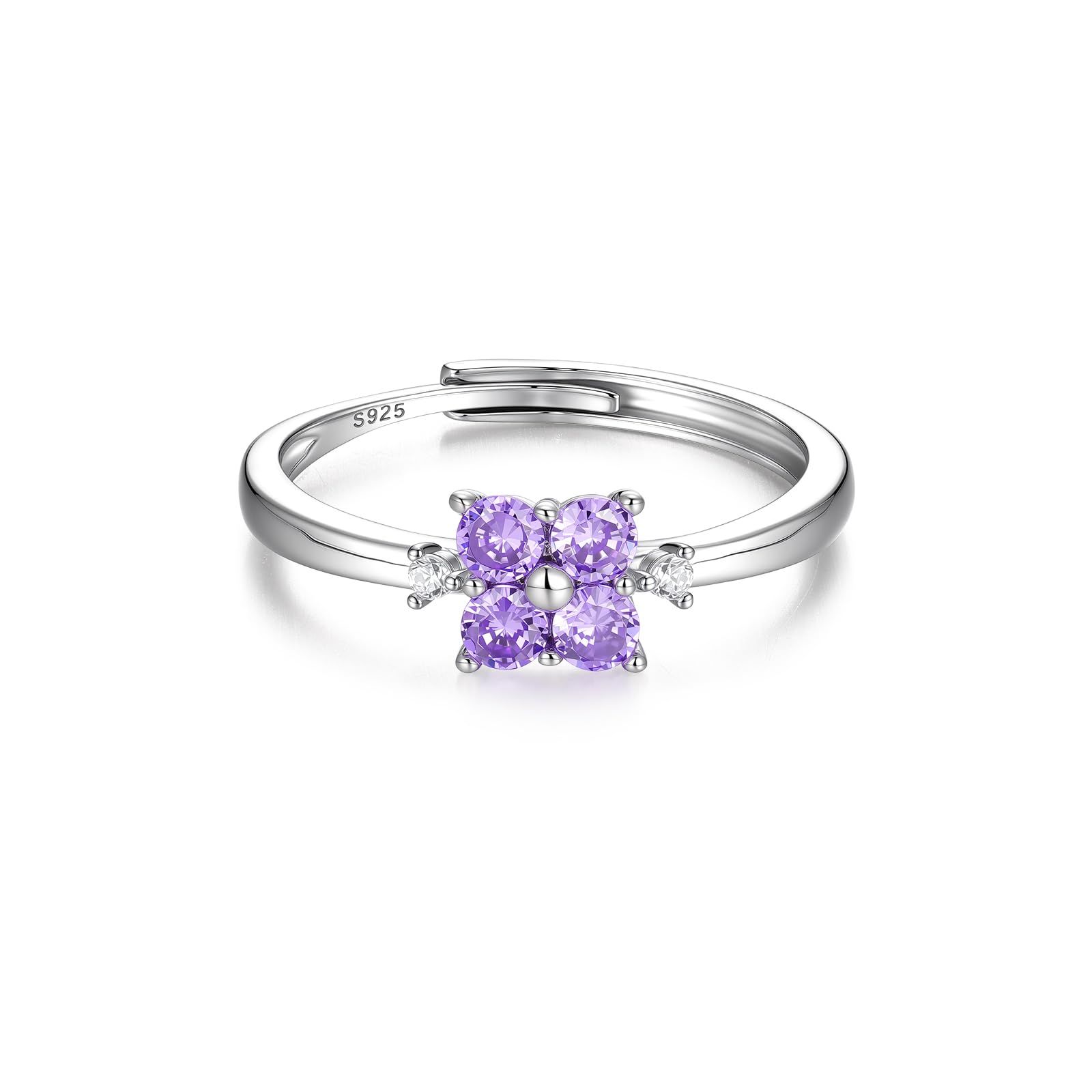 Amethyst Ring Women's Ring, One Size Fits All, February Birthstone, Silver 925, Compatible with Metal Allergies, Adults, Cute, Elegant, Delicate, Anniversary, Birthday, Accessory, 20's, 30's, 40's