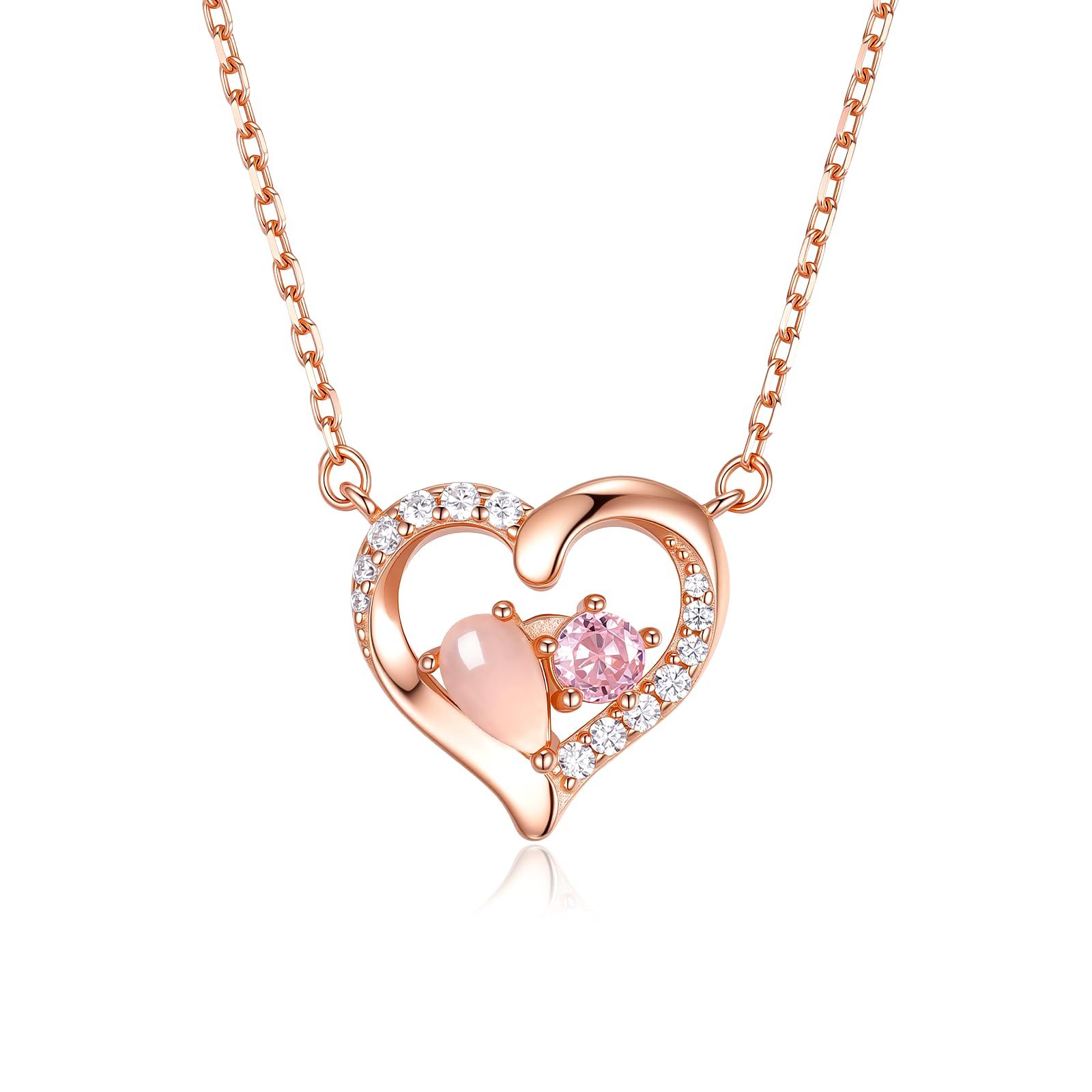 推し活ジュエリー ローズクォーツ ネックレス ピンクゴールド ハート 月 薔薇 金属アレルギー対応 シルバー925 ゴールド シルバー ピンク レディース