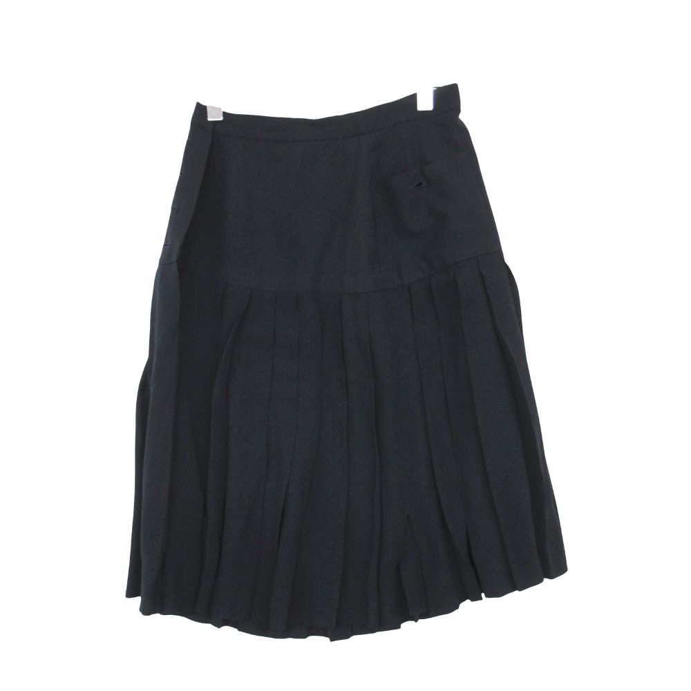 CHANEL シャネル スカート プリーツ フレア ハーフ ひざ丈 ボトムス ネイビー レディース 【中古】