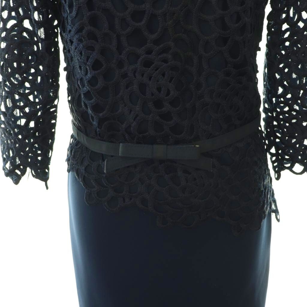【未使用】TADASHI SHOJI ブラックレース メッシュ スリット入り タダシショージ TADASHI SHOJI フラワーエンブロイダリーメッシュ