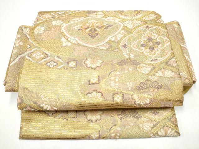 平和屋着物●京の名工　染匠　越後屋通博　つけ帯　御綾染　吉祥花文　金糸　正絹　逸品　CABG9004hy