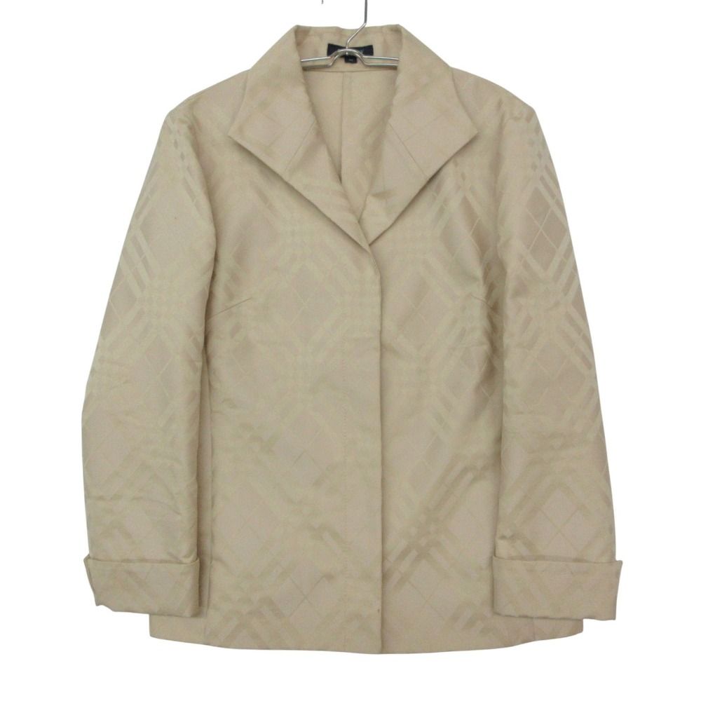 BURBERRY LONDON バーバリーロンドン テーラードジャケット チェック アウター オブロングカラー ベージュ 40【L】 レディース 【中古】