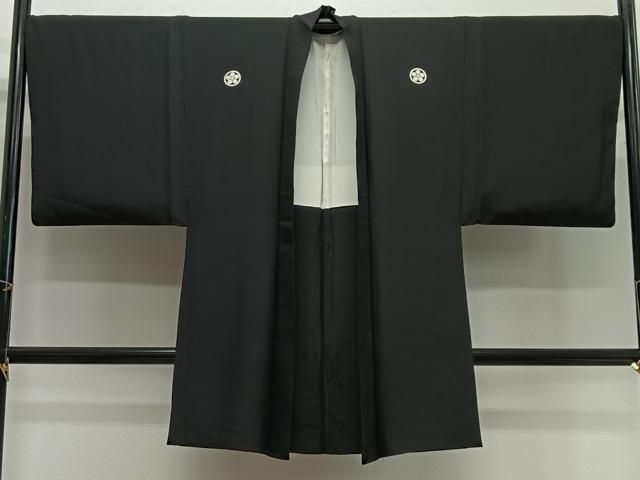 平和屋着物∞男性　長羽織　黒紋付　正絹　逸品　CABG3910ua
