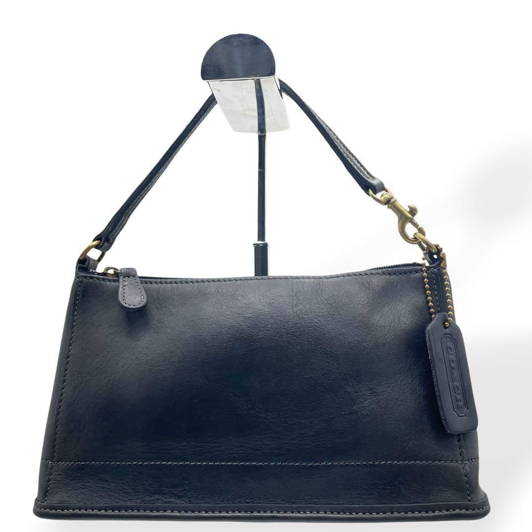 美品　COACH オールドコーチ　ハンドバッグ　ネイビー　本革　レザー