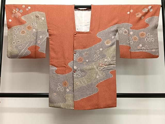 平和屋着物∞道行コート 流水花文 正絹 逸品 CABG3913ua