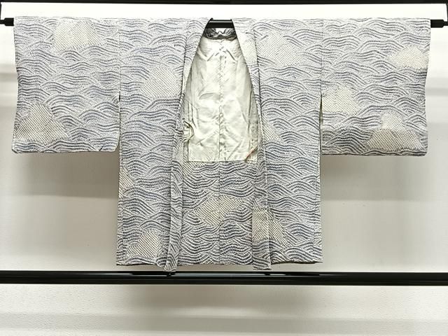 平和屋着物∞羽織　総絞り　立波文　正絹　逸品　CABG3938ua
