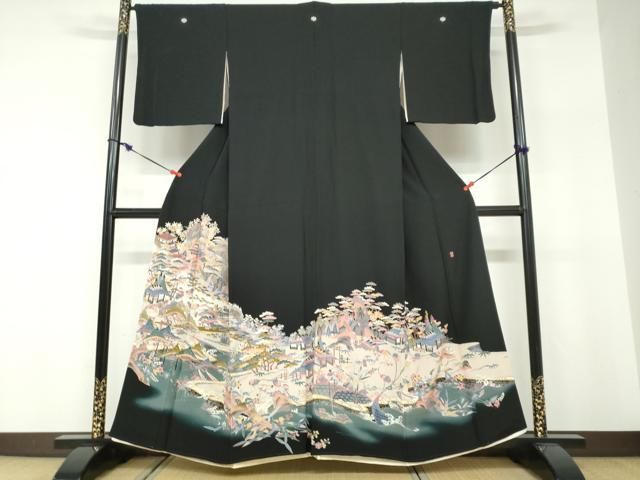 平和屋着物●本加賀友禅作家　村田幸司　黒留袖　人物風景文　暈し染め　正絹　逸品　DABF1400ud
