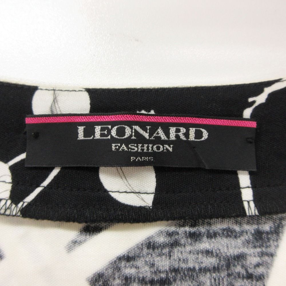 LEONARD レオナール カットソー フラワープリント ヘンリーネック 長袖