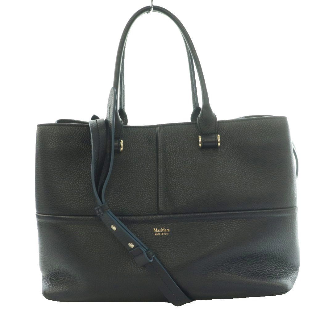マックスマーラ MAX MARA レザー 2WAYバッグ トート ショルダー ハンド 紺 ネイビー /SS ■OS
