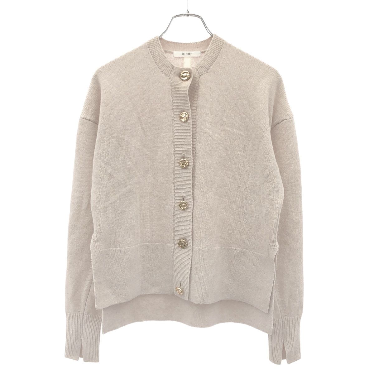 CINOH チノ WOOL 7G CREW NECK CARDIGAN カーディガン 23WKN020 ベージュ 36