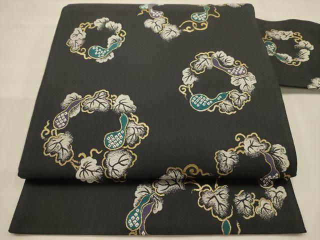 平和屋着物●九寸名古屋帯　唐織　瓢箪　金糸　正絹　逸品　AABJ2192sx 27,690円