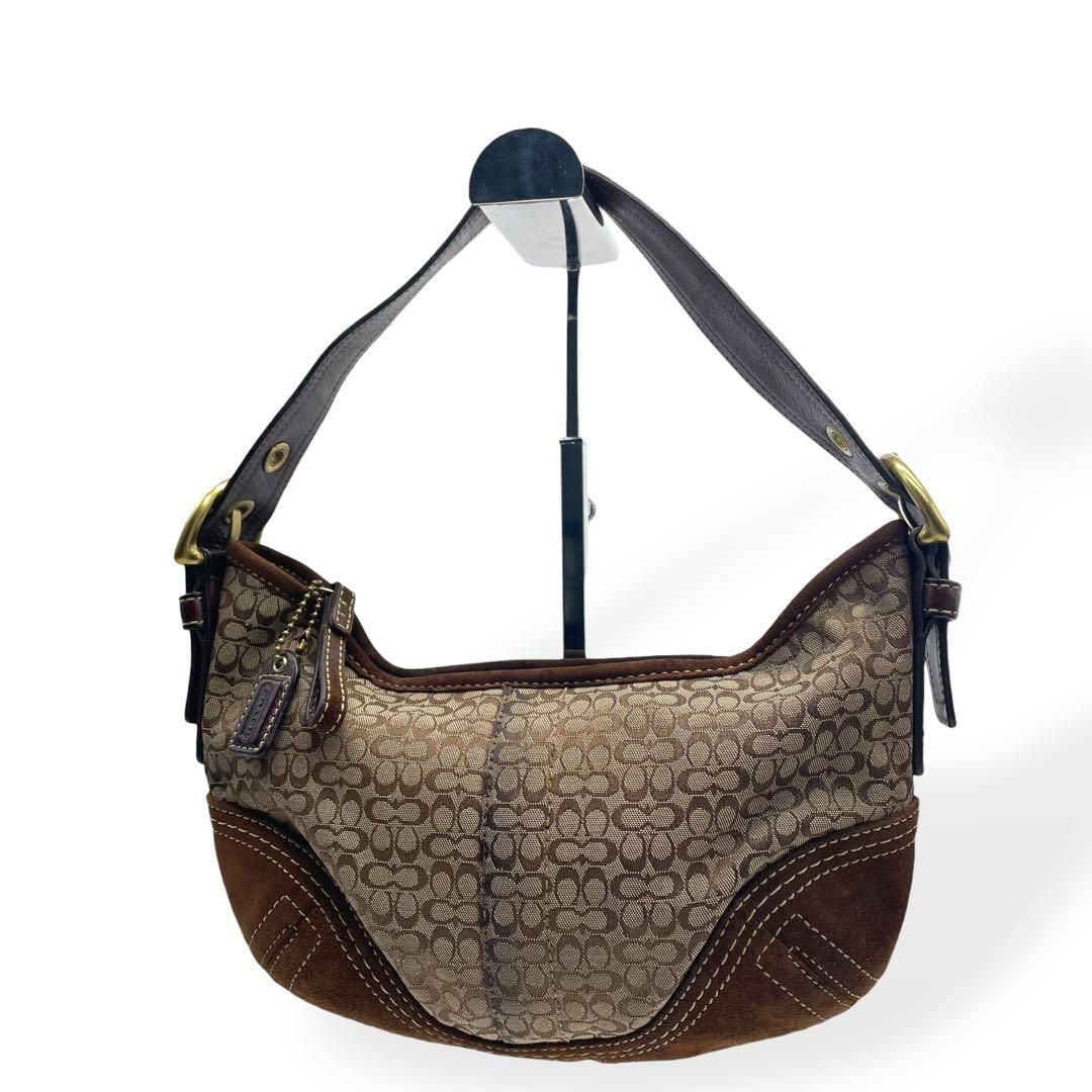 美品　COACH コーチ ワンショルダーバッグ キャンバス　レザー ブラウン 11,096円