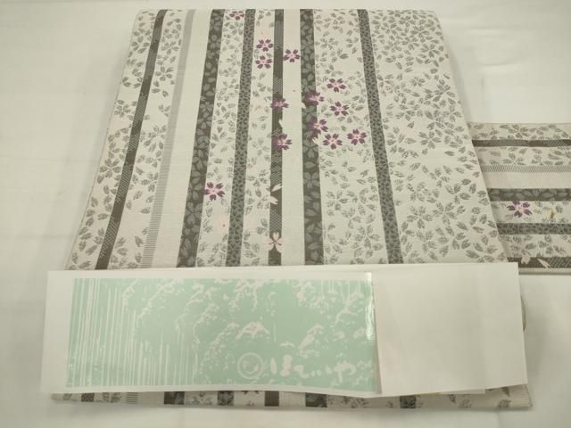 平和屋着物●本場筑前博多織　八寸名古屋帯　舞桜文　ほていや扱い　正絹　逸品　AABJ6934pf