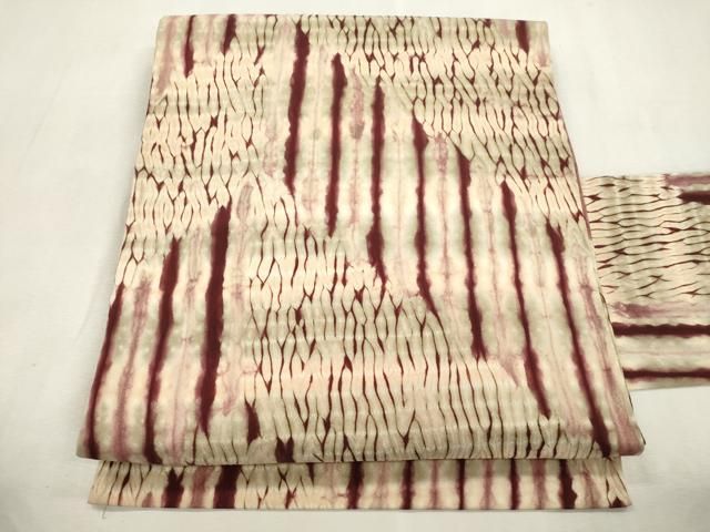 平和屋着物●全通柄九寸名古屋帯　杢目絞　幾何学文　正絹　逸品　CABI7262dy