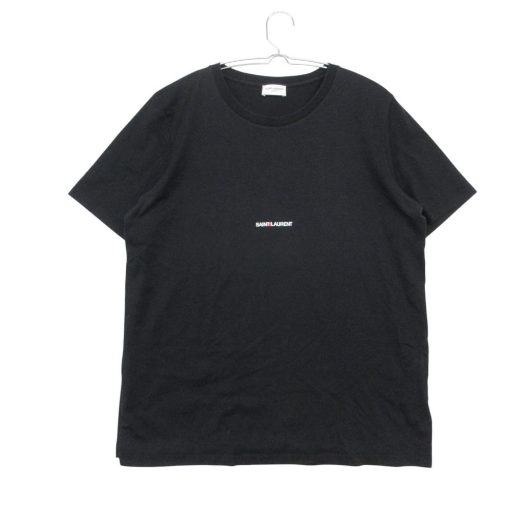SAINT LAURENT PARIS サンローランパリ 半袖Ｔシャツ ブラック ロゴ トップス ブラック L メンズ 【中古】