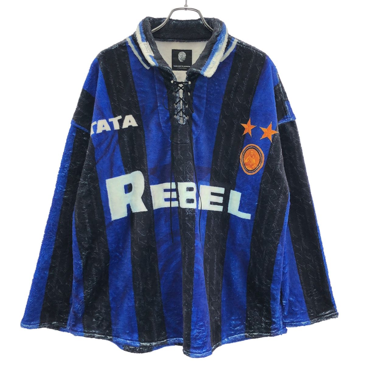 TALKING ABOUT THE ABSTRACTION(TATA) トーキングアバウトジアブストラクション 25AW GAME SHIRTS PRINT P/O SHIRTS ワイドシルエットフリースプルオーバー ブルー×ブラック M
