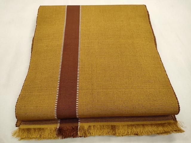 平和屋着物●本場黄八丈　紬　八寸名古屋帯　間道　一重帯　正絹　逸品　CABI7325dy