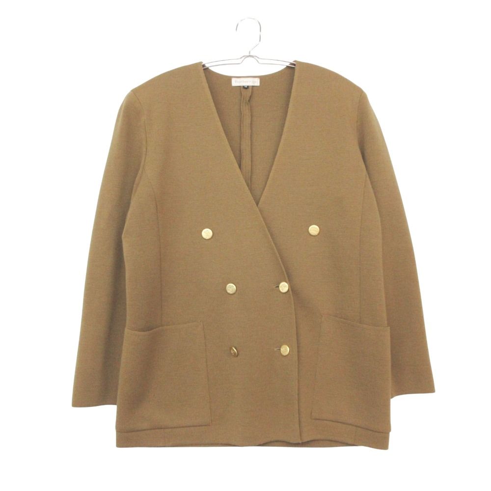 Burberrys バーバリーズ ノーカラージャケット 金ボタン ニット 6ボタン ダブルブレスト ブラウン M レディース 【中古】
