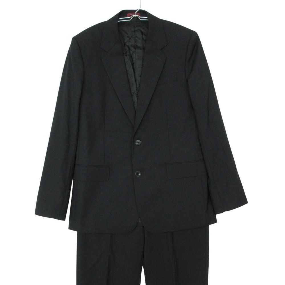美品 GUCCI グッチ スーツ GG柄裏地 セットアップ シングル 2B 本切羽 ノータックパンツ ブラック 46【M】 メンズ 【中古】