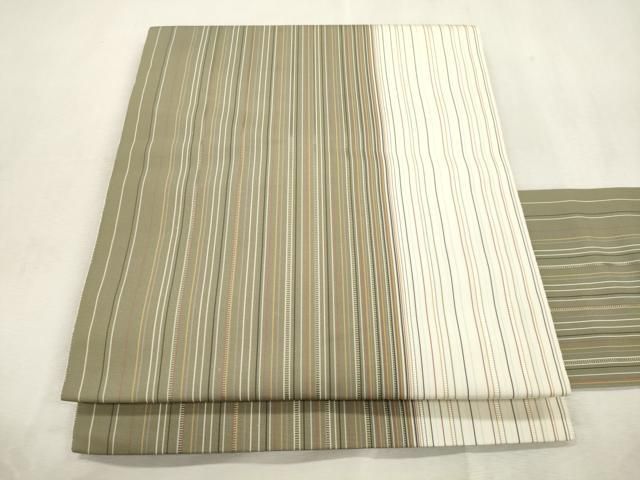 平和屋着物●本場筑前博多織　八寸名古屋帯　縞　正絹　逸品　CABI7340dy