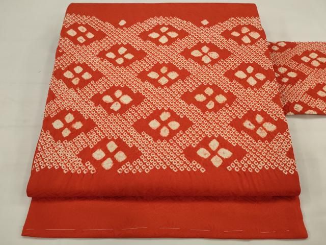 平和屋着物●九寸名古屋帯　総絞り　花菱文　正絹　逸品　AABJ6955pf