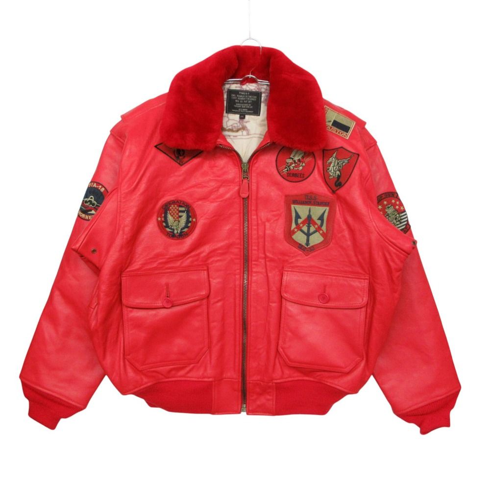 NORTH BEACH ノースビーチ ブルゾン フライトジャケット G-1 レザー ジャケット ブルゾン アウター レッド 2XL メンズ 【中古】