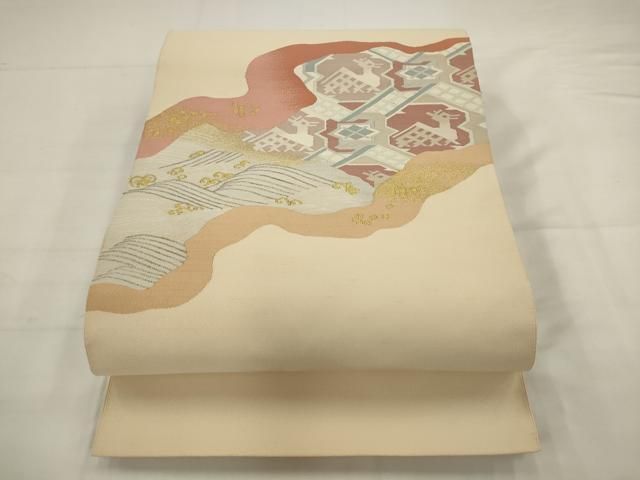 平和屋着物●九寸名古屋帯　有栖川文様　金銀糸　正絹　逸品　AABJ6990pf 15,015円