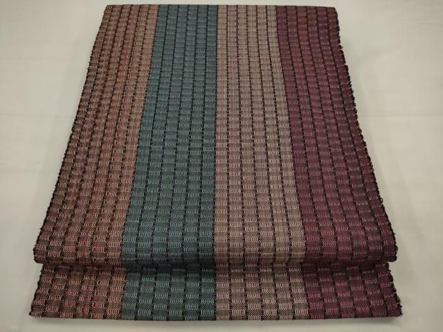平和屋着物●本場筑前博多織　八寸名古屋帯　間道　正絹　逸品　AABJ6994pf