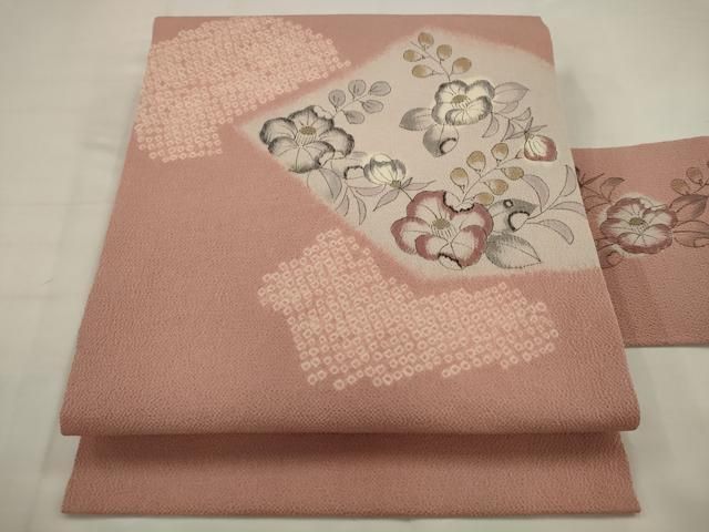 平和屋着物●九寸名古屋帯　辻が花　手描き　絞り　鬼しぼ縮緬　正絹　逸品　AABJ6996pf