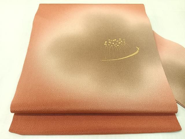 平和屋着物●九寸名古屋帯　舞花文　金彩　鬼しぼ縮緬　正絹　逸品　CABI4172vp