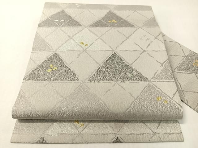 平和屋着物●九寸名古屋帯　鱗文様　金銀糸　正絹　逸品　CABI4194vp