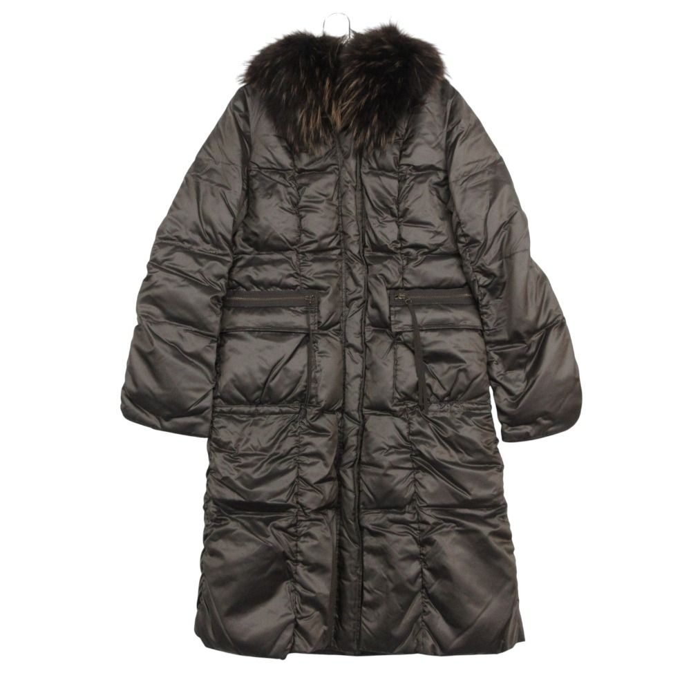 LANVIN ランバン COLLECTION コレクション ダウンジャケット コート ロング丈 ラクーンファー アウター ダークブラウン 38【M】 レディース 【中古】