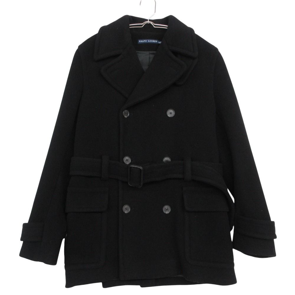 美品 RALPH LAUREN ラルフローレン ピーコート Pコート ダブルブレスト ジャケット ベルト付き ウール アウター ネイビー S メンズ 【中古】