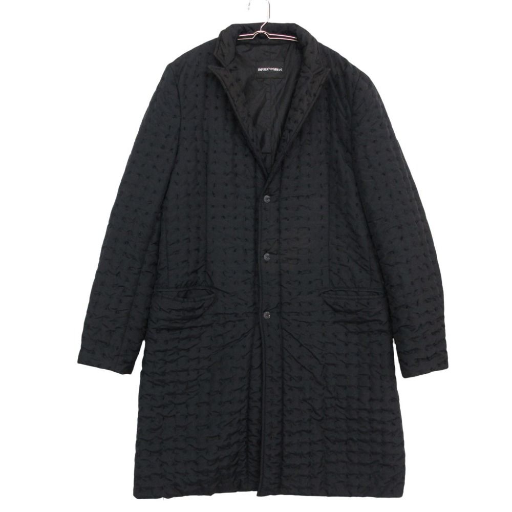 Emporio Armani エンポリオ・アルマーニ ブルゾン キルティング コート 中綿入り ジャケット ロング丈 アウター ネイビー 48【L】 メンズ 【中古】