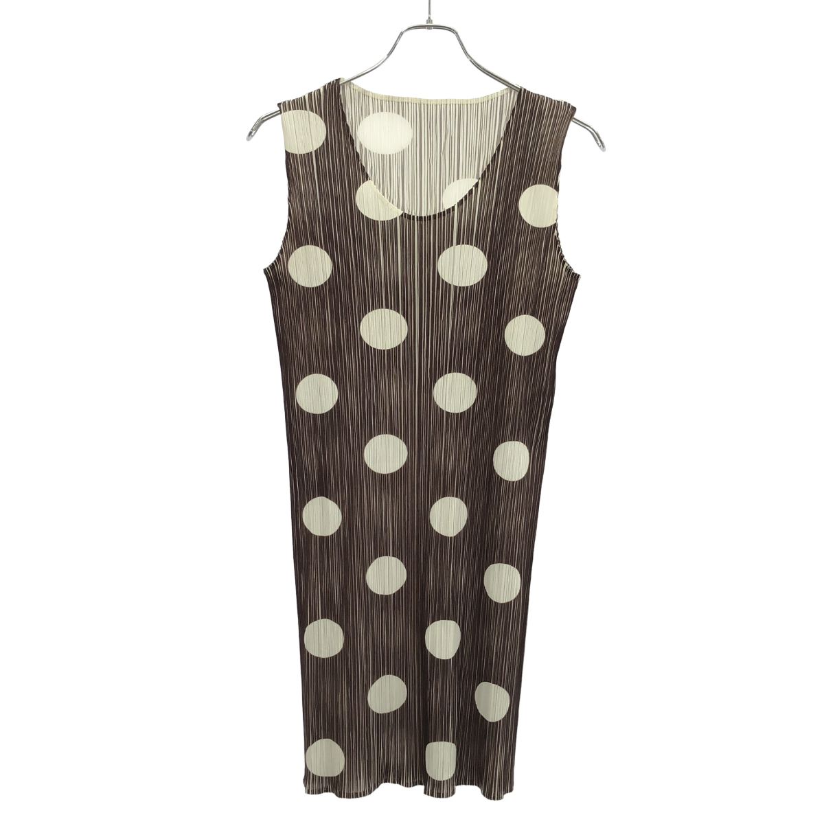 ISSEY MIYAKE プリーツプリーツブラウン ノースリーブワンピース 中古