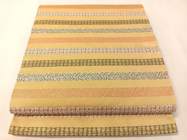 平和屋着物●九寸開き名古屋帯　横段吉祥文　正絹　逸品　CABI4249vp 18,200円