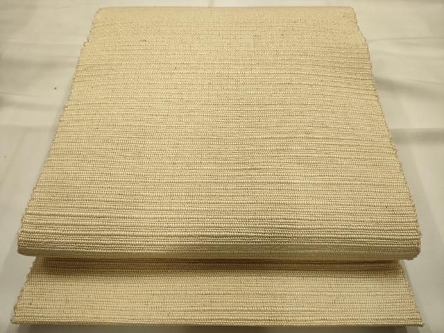 平和屋着物●八寸名古屋帯　信州紬　色無地　浅黄色　正絹　逸品　未使用　AABJ7420sx