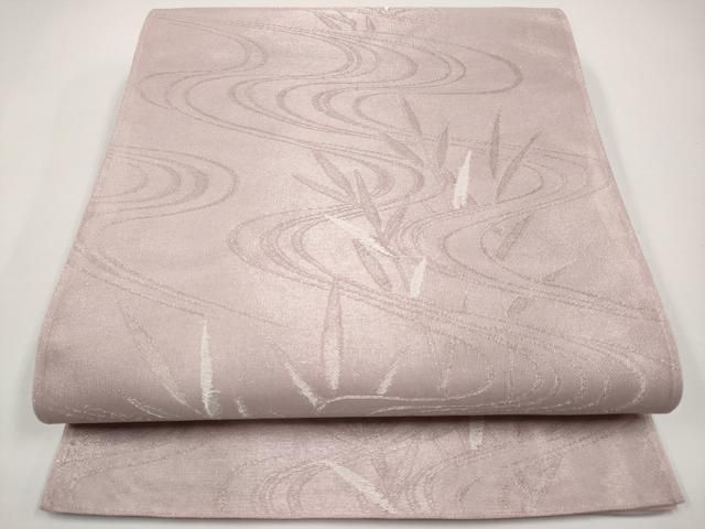 平和屋着物＊夏物　六通柄袋帯　流水枝葉文　銀糸　正絹　逸品　CABI8694tx