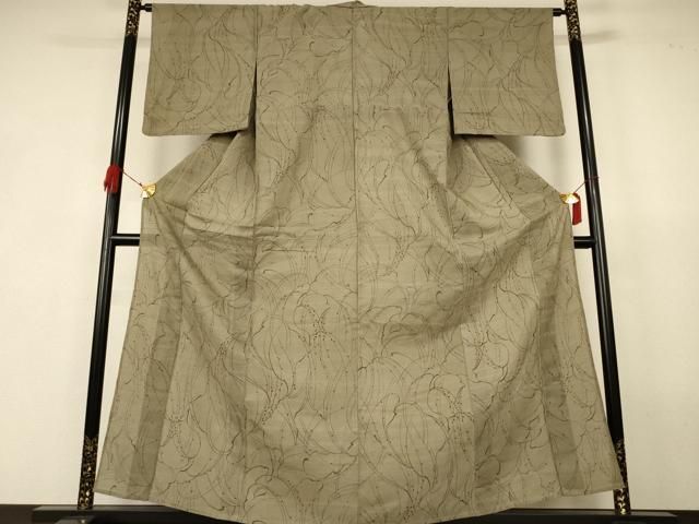 平和屋着物＊夏物　紗紬　枝葉文　正絹　逸品　AABK2648jd