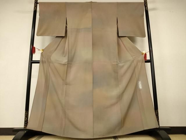 平和屋着物＊夏物　染色作家　斉藤三才　小紋　絽縮緬　霞文　暈し染め　正絹　逸品　AABK2656jd