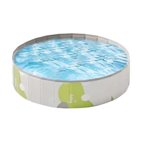 【新品】Bunmery 犬用プール 空気入れ不要 折りたたみ式 ビニールプール 水遊び 家庭用 ペット用可能 室内/ベランダ/庭 (緑+白, 120*30cm) 8e227b07