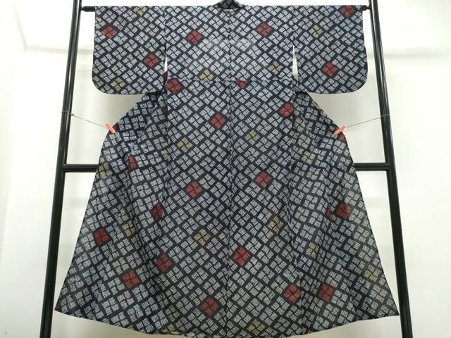 平和屋着物∴夏物　浴衣　有松鳴海絞り　幾何学文様　綿　逸品　CABJ0146ng
