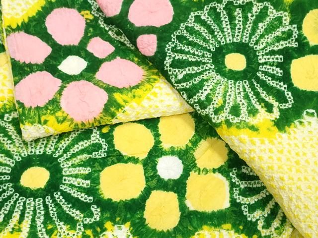 平和屋着物∴夏物　浴衣　有松鳴海絞り　斜線舞花文　綿　逸品　CABJ0148ng