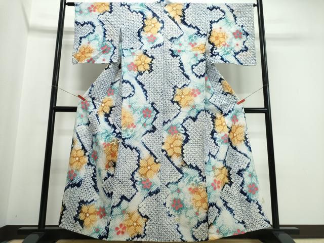 平和屋着物∴夏物　浴衣　有松鳴海絞り　霞舞花文　綿　逸品　CABJ0150ng