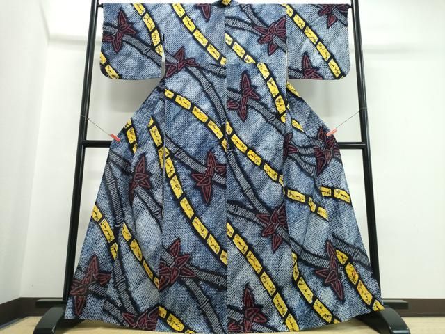 平和屋着物∴夏物　浴衣　有松鳴海絞り　笹竹文　綿　逸品　未使用　CABJ0151ng